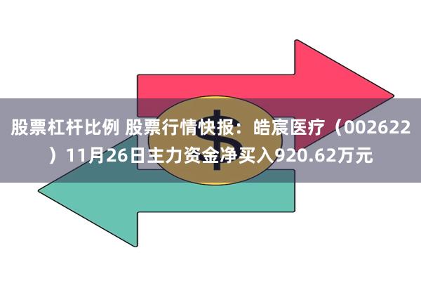 股票杠杆比例 股票行情快报：皓宸医疗（002622）11月26日主力资金净买入920.62万元